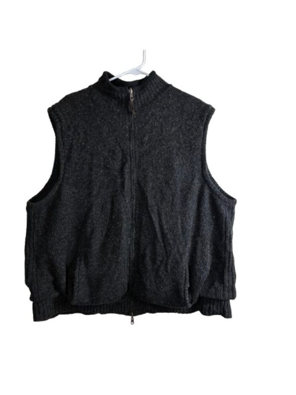 Pendleton Mens Shetland Wool Vest XXL Charcoal Full Zip Mock Neck Lined
